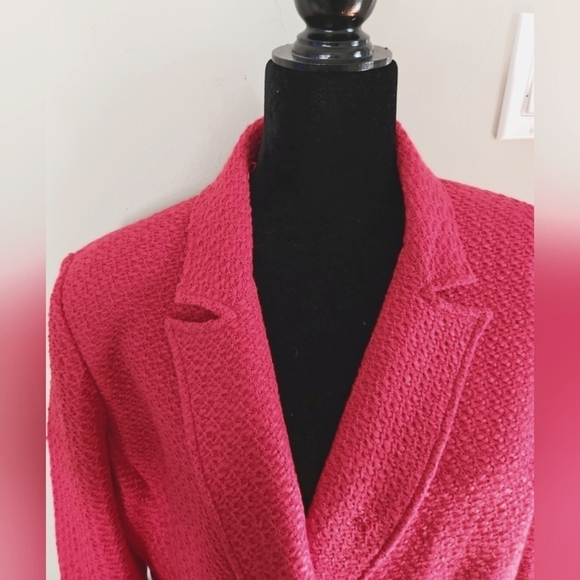 St. John Womens Red Wool Blend Boucle Designer Blazer Jacket 14 - Picture 10 of 15